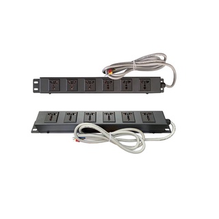 Thanh nguồn PDU 6 ổ cắm 3 chấu đa năng lắp tủ Rack 19"-1U, ổ cắm điện PDU 6 cổng chuẩn Rack 19" dây nguồn 2m