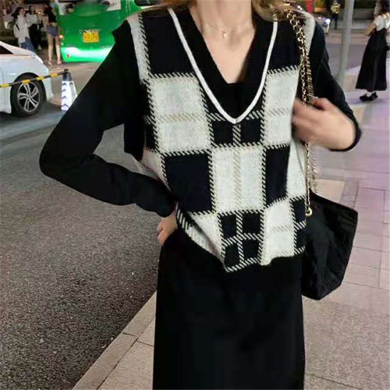 Áo Sweater Dệt Kim Sát Nách Cổ Chữ V Dáng Rộng Thời Trang Cho Nữ | BigBuy360 - bigbuy360.vn