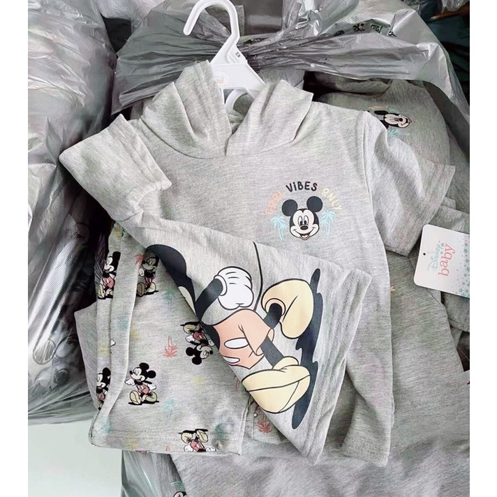 Set Hoodie Dư Xịn Disney Baby Bé Trai- Bộ Cộc Tay Bé Trai Liền Mũ Size 3m-6y