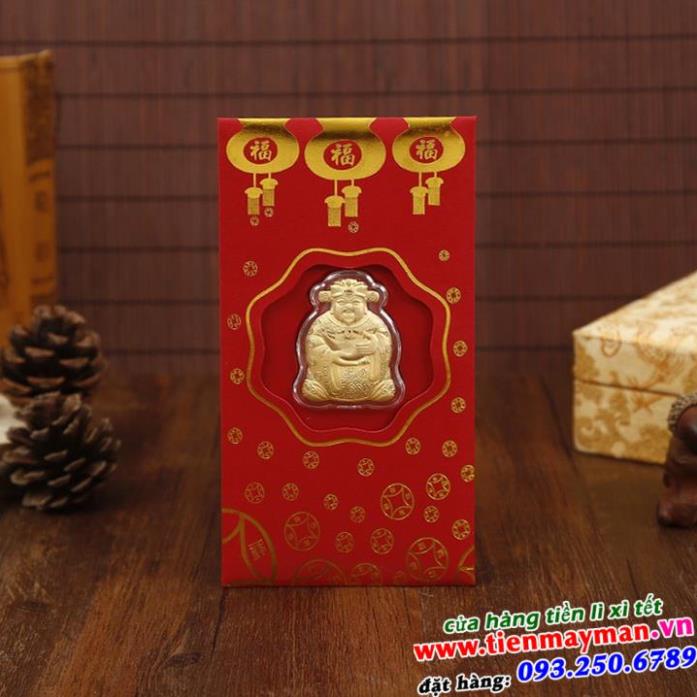 Bao lì xì vàng miếng thần tài 24k may mắn