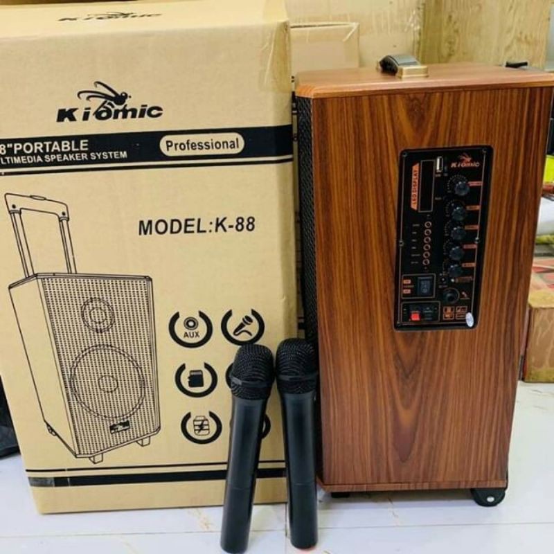 Loa kéo kiomic K88 tặng 2 micro không dây