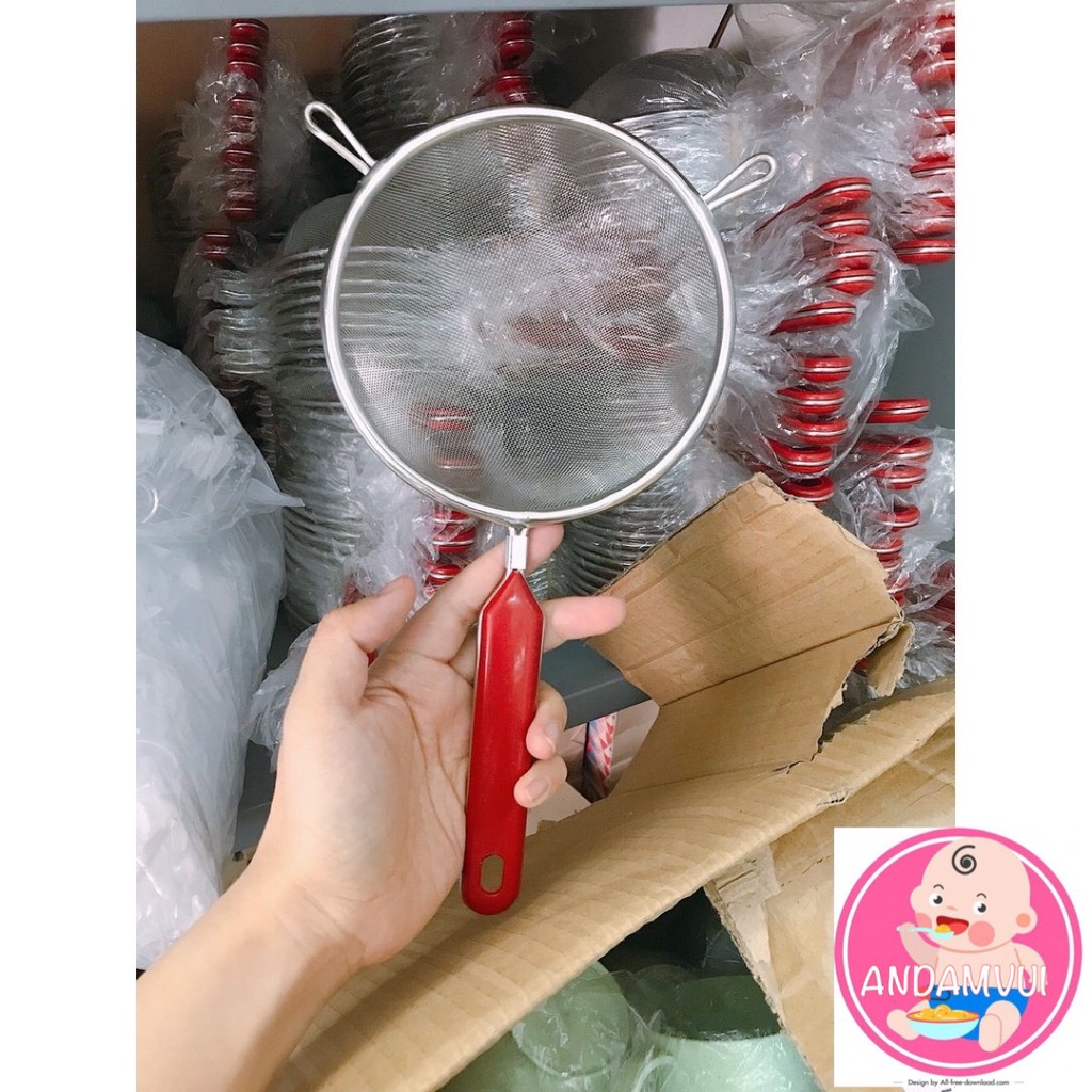 [LOẠI MẮT NHỎ CHUYÊN RÂY CHÁO ADKN-14CM] Rây Lọc Cháo, Bột, Đồ Ăn Dặm Cho Bé Bằng Inox Chắc Chắn