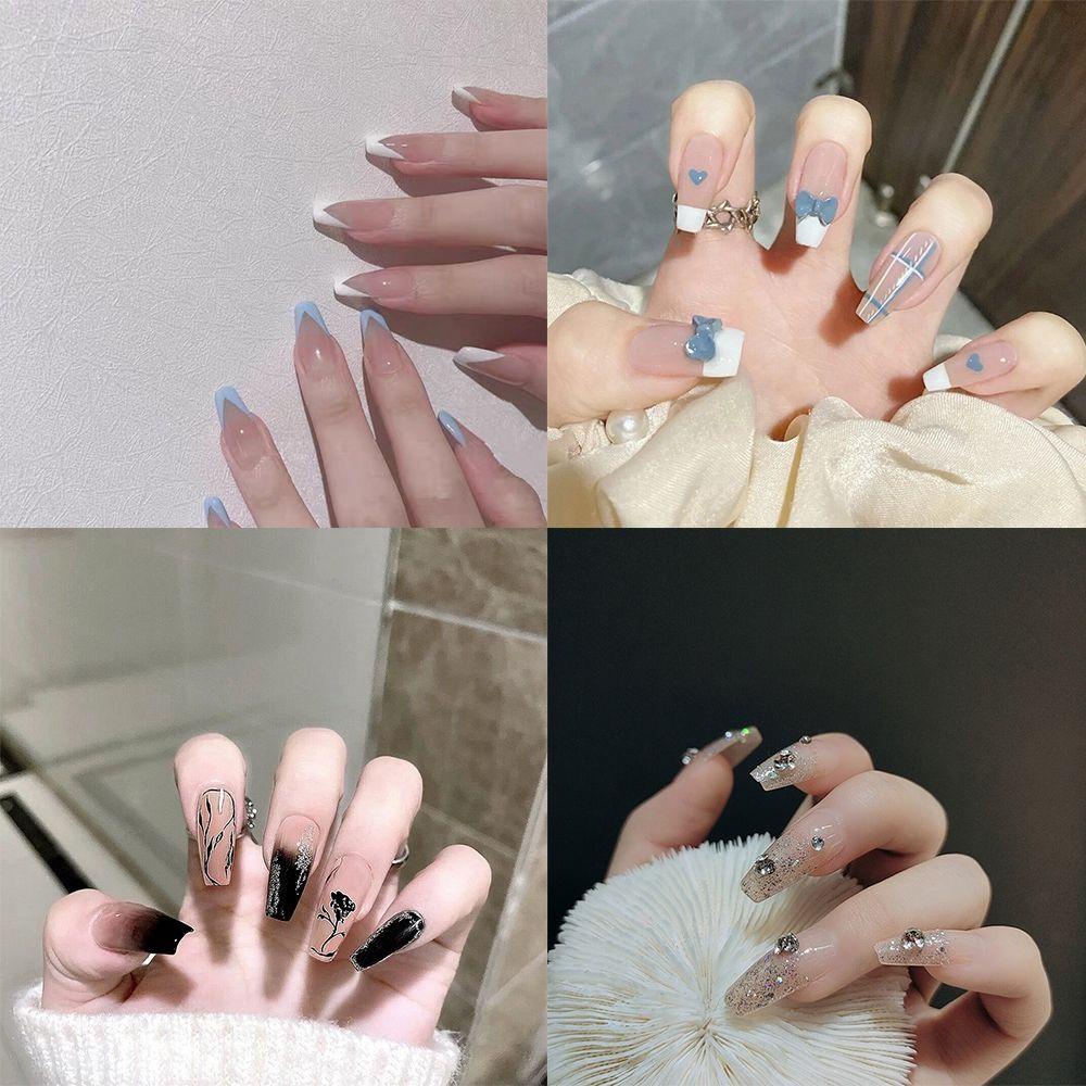 Hộp 24 Móng Tay Giả Che Phủ Toàn Diện Dạng Nhấn