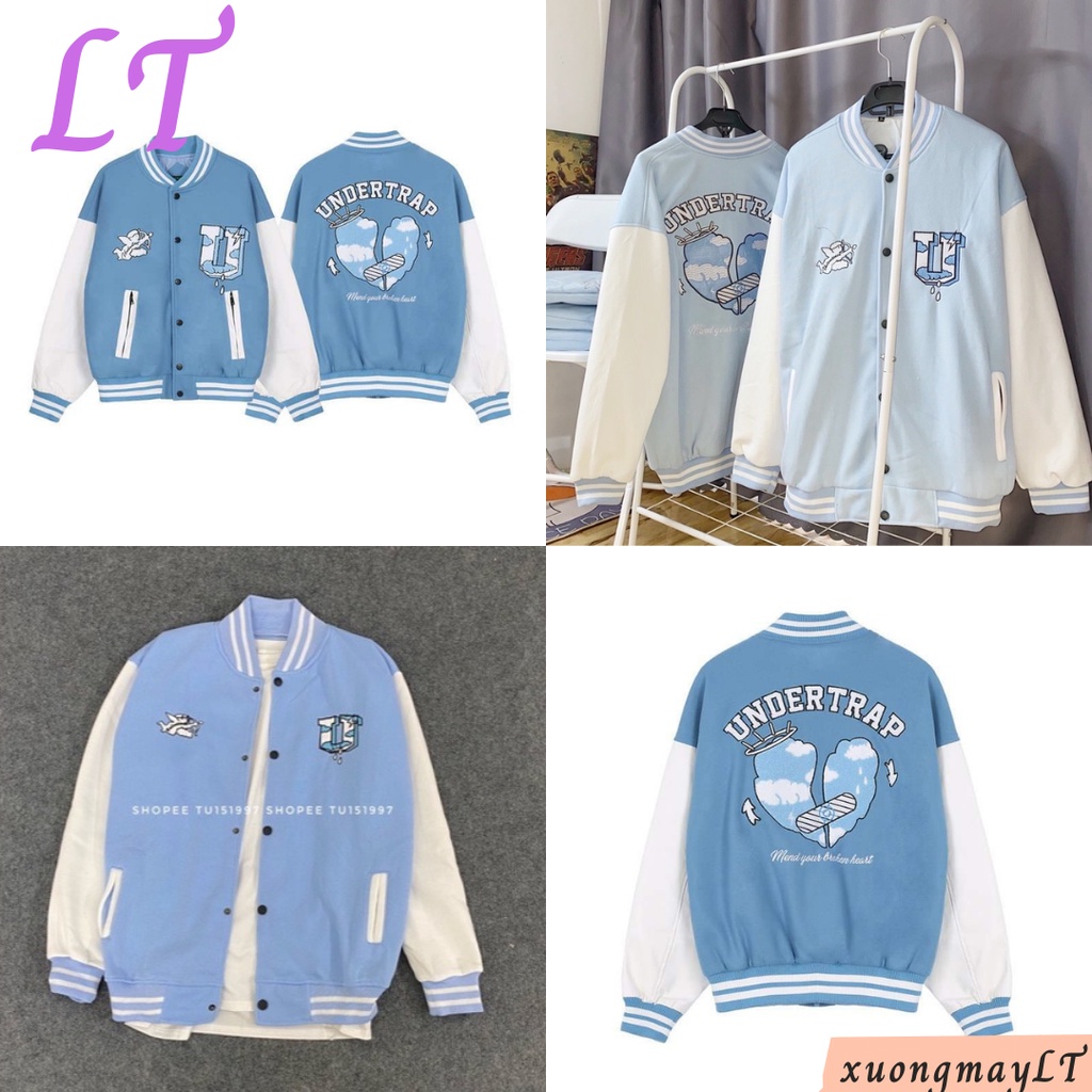 Áo khoác bomber Nỉ UNDERTRAP, Áo bomber Cardigan cài nút Cotton cao cấp form Unisex nam nữ 45-60kg - ThoiTrangLT