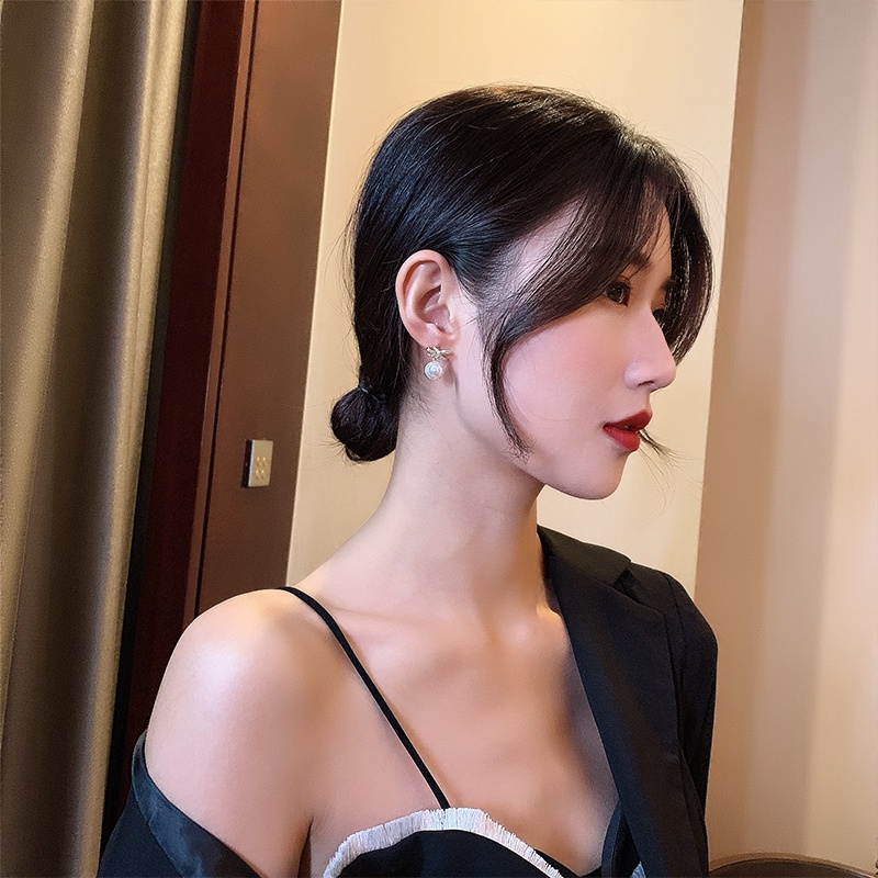 Khuyên Tai Ngọc Trai Trắng/Đen Bạc 925 Phong Cách Thời Thượng Cho Cô Dâu