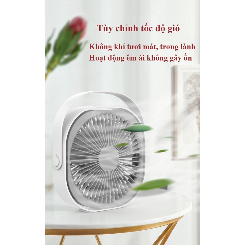 Quạt Mini Để Bàn CTFAST M102: Thiết Kế Nhỏ Gọn, Điều Chỉnh 3 Tốc Độ, Ít Gây Ồn, Pin Sạc Dung Lượng 2000mAh, Xoay 360 Độ