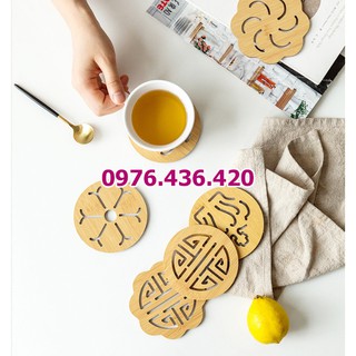 Tấm lót gỗ chống nóng / Miếng kê cốc chống nóng / Lót cốc, lót ly