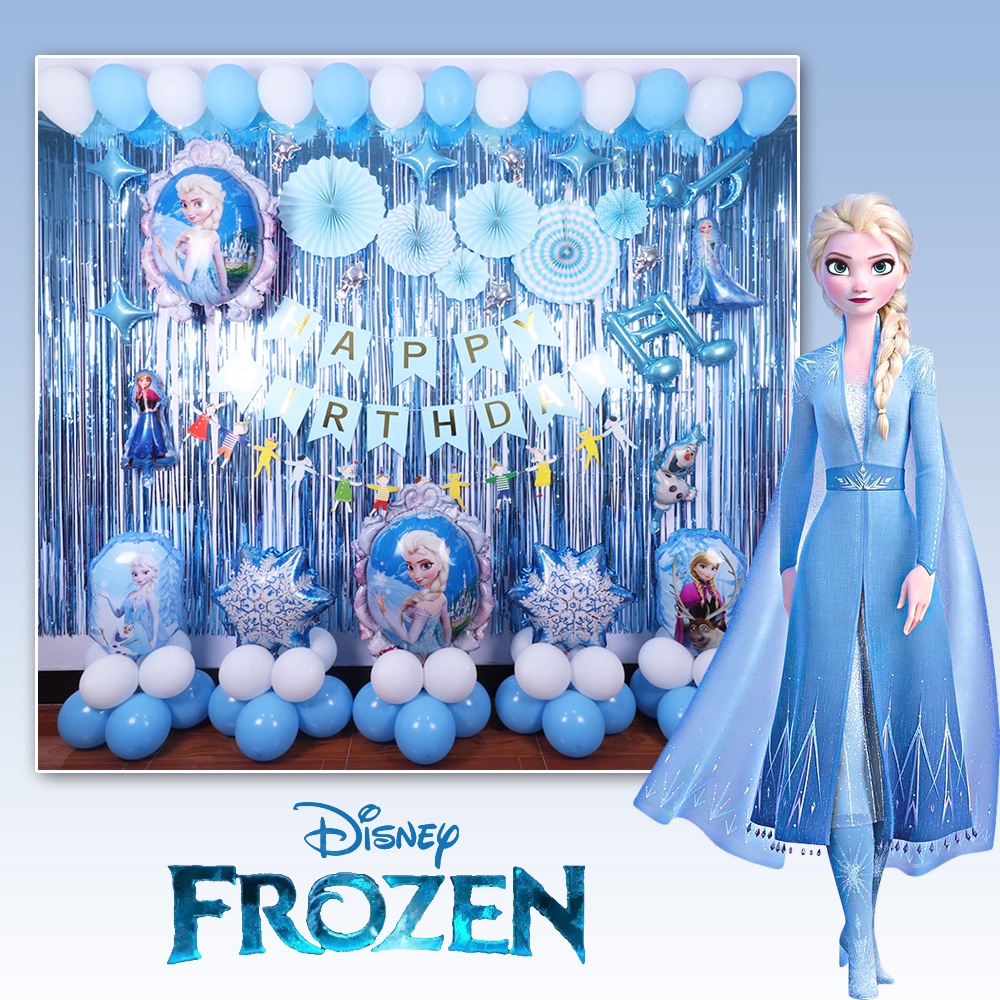 Set 69 phụ kiện trang trí tiệc chủ đề Disney Frozen xinh xắn dễ thương