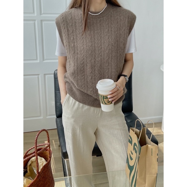 Áo vest gilet cổ tròn