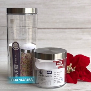 Lọ thuỷ tinh hình trụ nắp Inox cao cấp