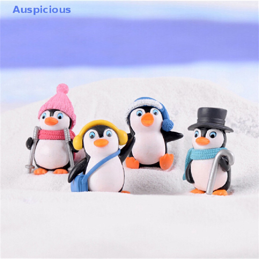Set 4 Mô Hình Chim Cánh Cụt Mùa Đông Mini Trang Trí Sân Vườn / Nhà Búp Bê