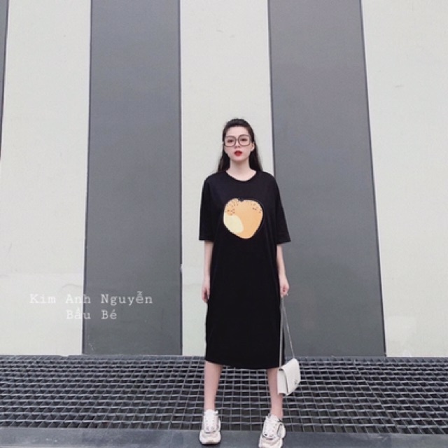 Váy suông tay lỡ Bingshop - đầm suông nữ in hoa quả cute dáng dài form rộng freeship | BigBuy360 - bigbuy360.vn