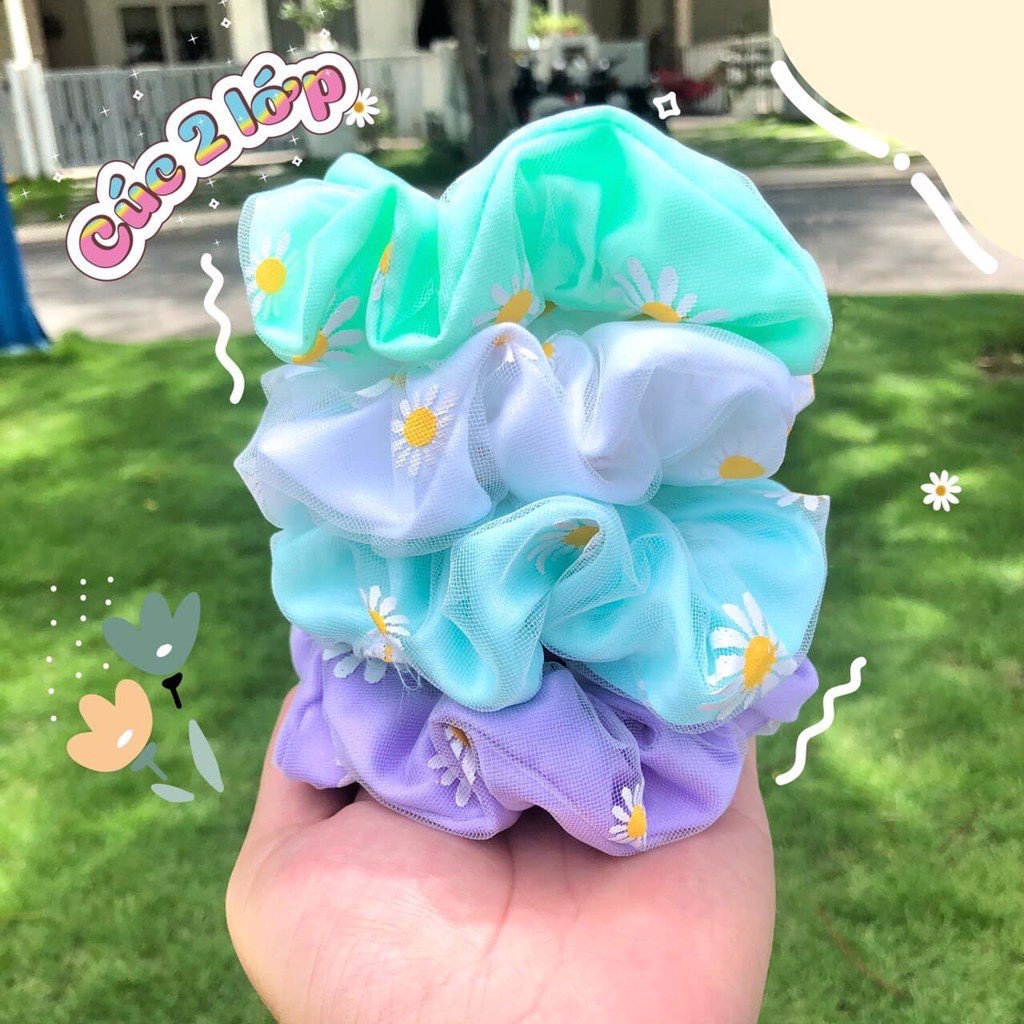 SCRUNCHIES CÚC 2 LỚP- PHIÊN BẢN LIMITED, CỘT TÓC VẢI GIÁ RẺ