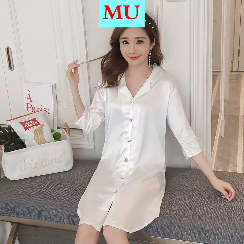 Đầm sơ mi dáng rộng thời trang mùa thu quyến rũ tùy chọn màu sắc dành cho nữ
