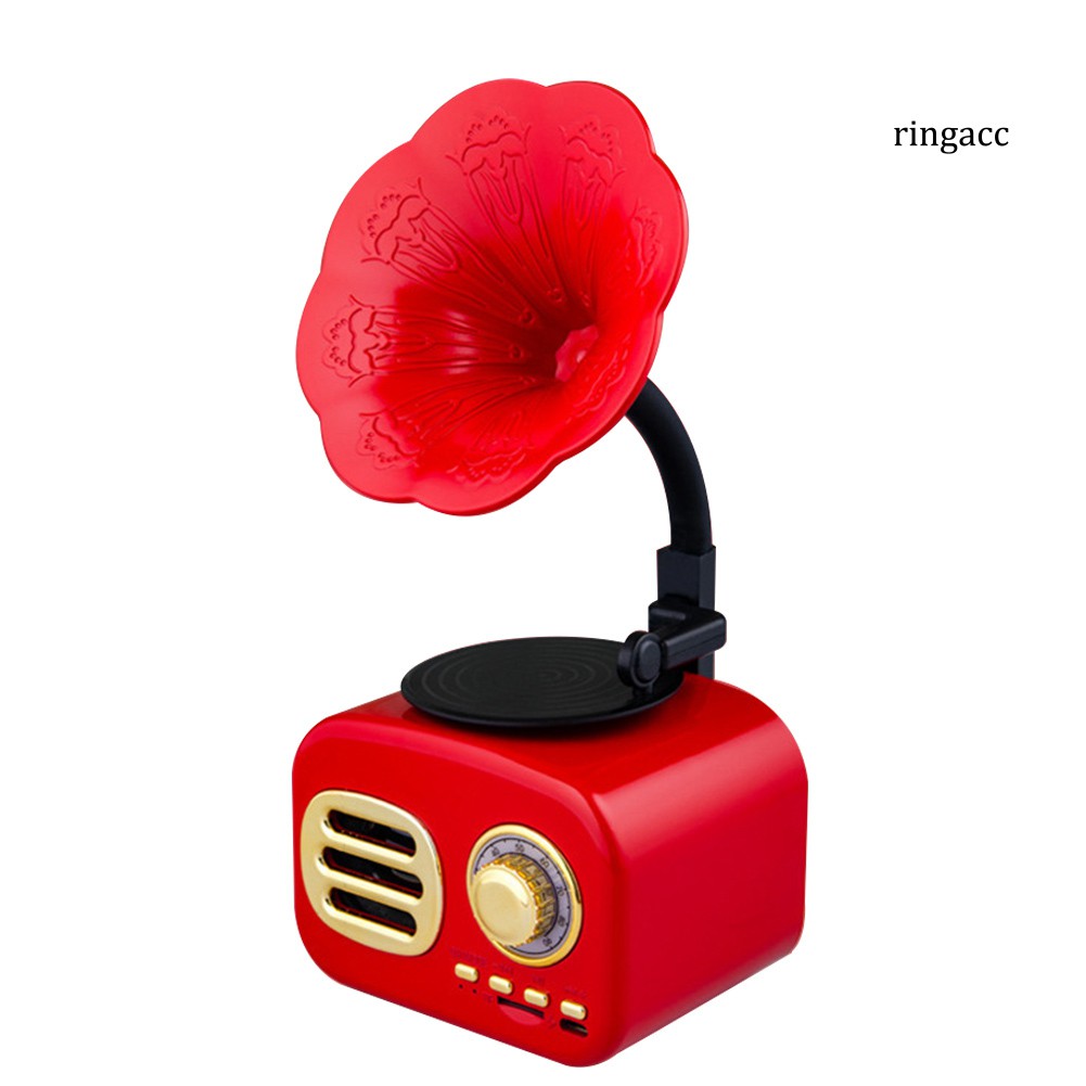 RC_Retro Mini Phonograph Stereo Music Radio Wireless Bluetooth Speaker Soundbox