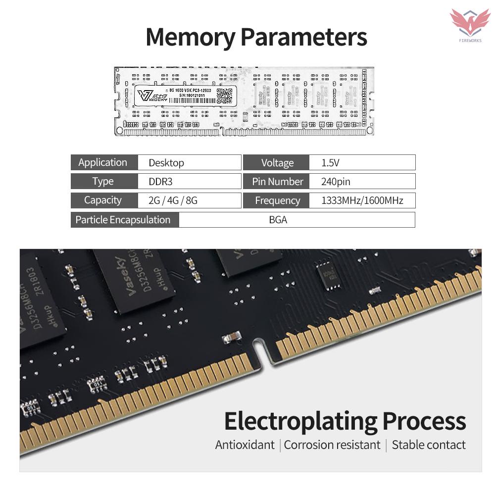 Bộ Nhớ Fir Vaseky 2g Ddr3 1333 2g Không Gây Tiếng Ồn Ddr3 1333mhz | BigBuy360 - bigbuy360.vn
