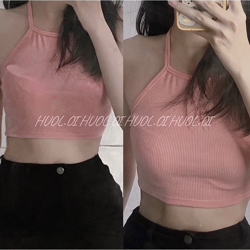 ÁO CROPTOP- áo croptop HUOL.OI_store cổ yếm cột cổ