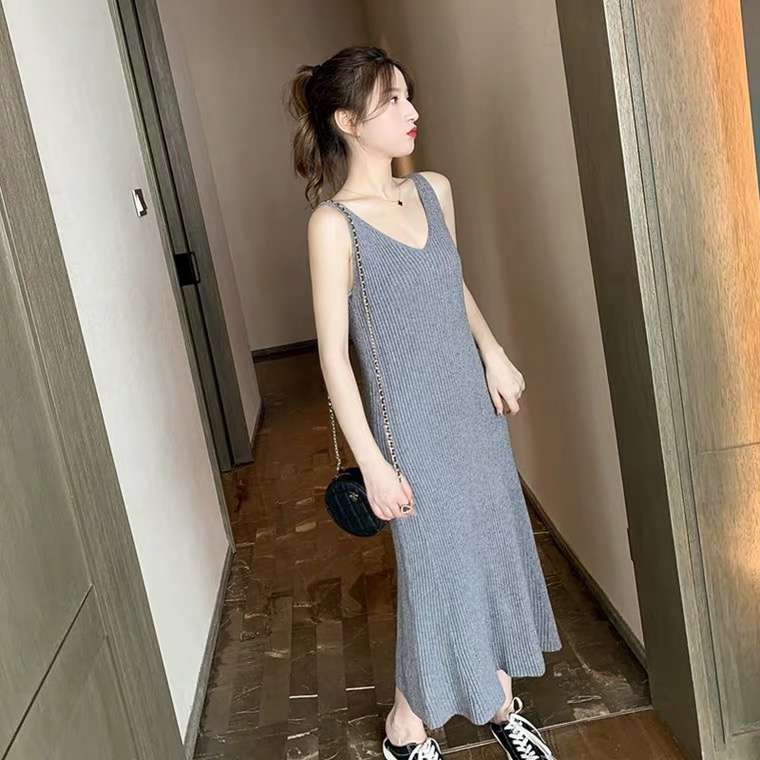 SUXI Đầm không tay Có Dây Rút Thời Trang Quyến Rũ