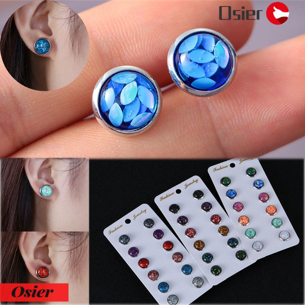 Set 1 6 Đôi Khuyên Tai Kích Thước 12mm|Thời Trang Nữ Màu Hổ Phách