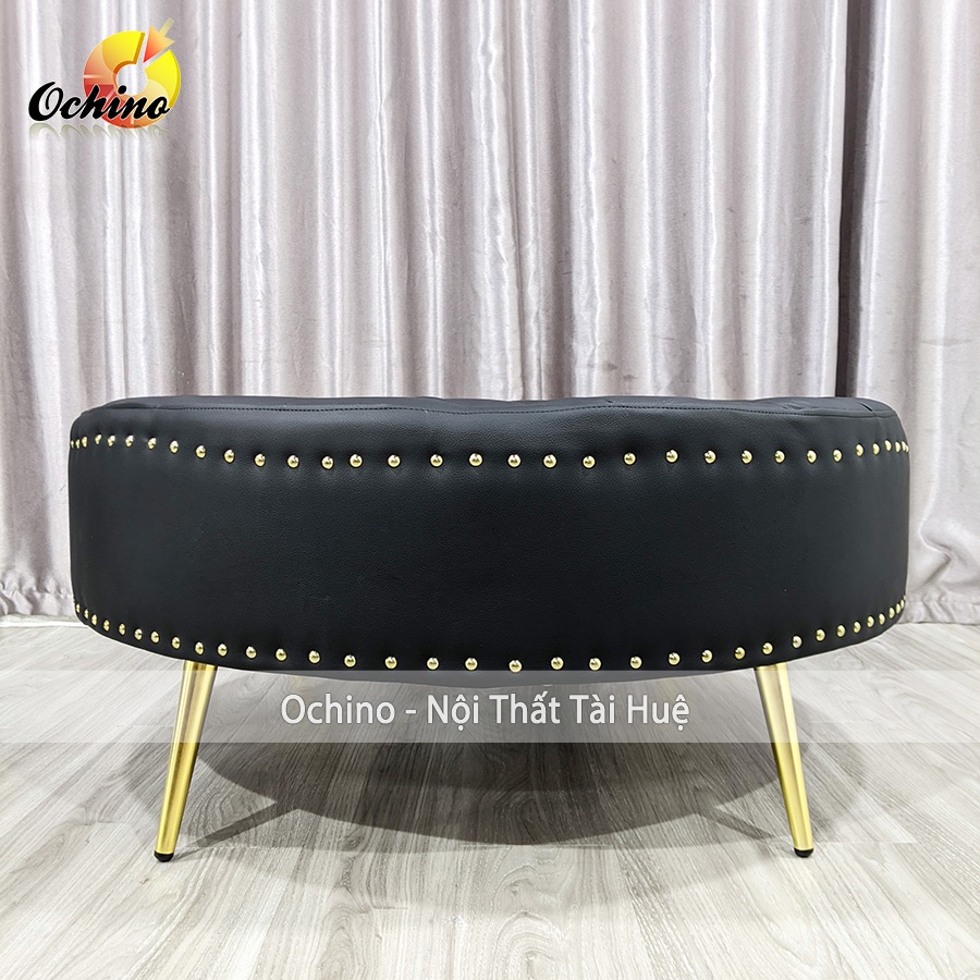 Đôn Tròn Sofa Chụp Hình và Trang Trí Chân Vàng Cách Điệu size 80cm ( Đủ màu)