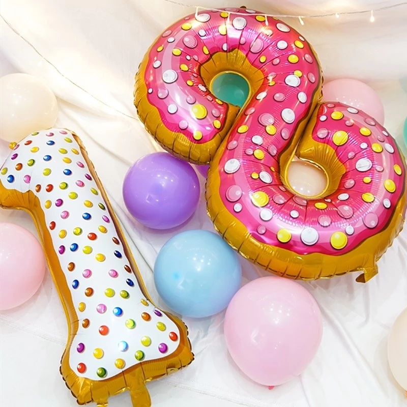 Bong Bóng Tráng Nhôm Hình Đôi Môi / Kem / Bánh Donut Màu Hồng Trang Trí Tiệc Độc Đáo Cho Bé