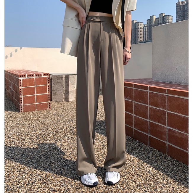 Quần Dài Lưng Cao Ống Suông Rộng Không Biến Dạng 49537