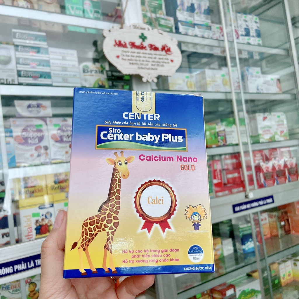 Siro Center Baby Plus - Calcium Nano GOLD, Calci cho bé, canxi Hỗ Trợ Phát Triển Chiều Cao Cho Bé Hộp 20 ống