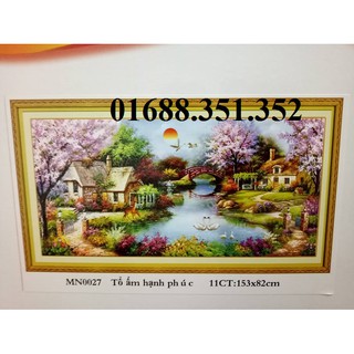 tranh thêu chữ thập tổ ấm hạnh phúc 153x82cm
