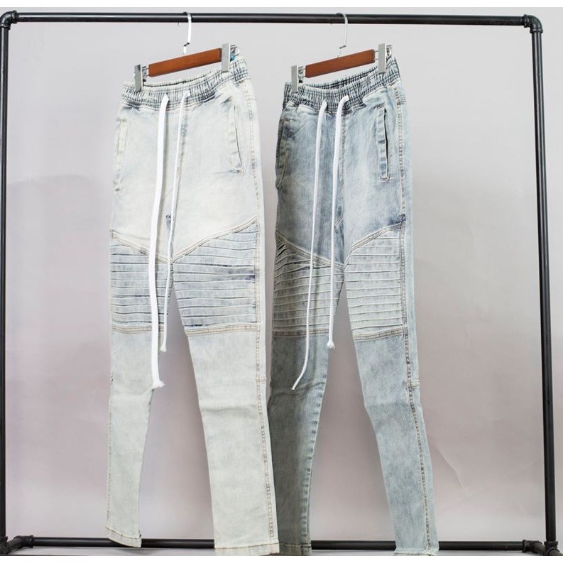Quần Jean Biker Nam Form Slim Cao Cấp, Vải Xịn Co Giãn Thoải Mái Vận Động, Gối Gấp Ly Thời Trang Trẻ Trung Thời Thượng