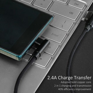 Micro USB Cable 90 Degree Elbow Nylon Braided Charging Adapter Cable For Android