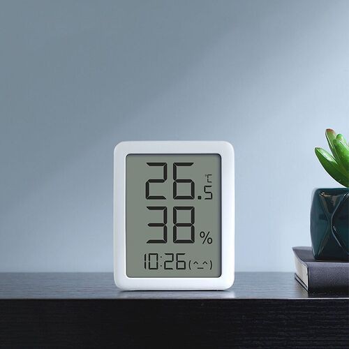 ✅ Đồng hồ để bàn xiaomi kết hợp nhiệt ẩm kế miao miao. Màn hình LCD lớn 4.6 inch