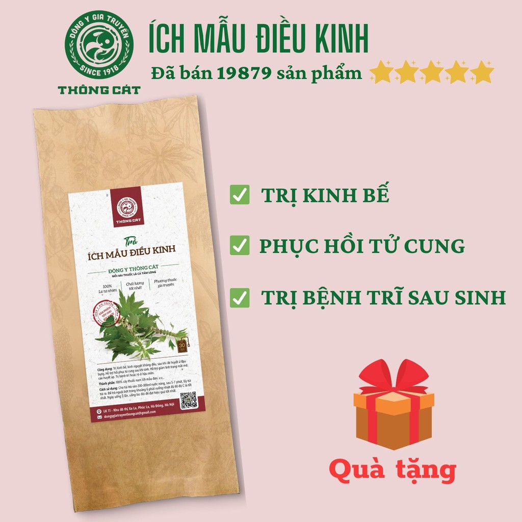 Điều kinh, ổn định nội tiết tố nữ- Trà ích mẫu Đông y gia truyền Thông Cát (Since 1918)- Bịch 30 túi lọc