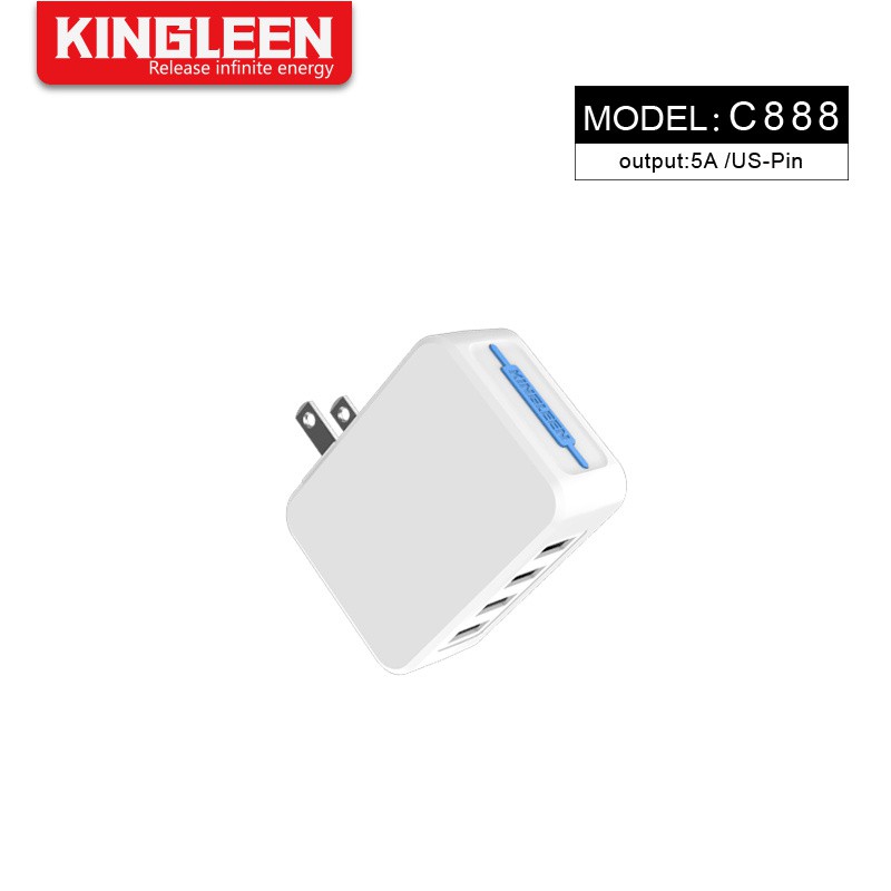 SẠC ĐIỆN THOẠI 4 CỔNG USB 5A - 25W , Cốc sạc điện thoại 4 cổng usb 5A-25W C888 KINGLEEN