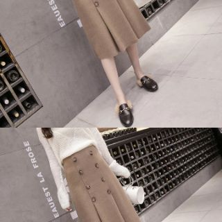 (kèm ảnh thật) Chân váy len đính cúc