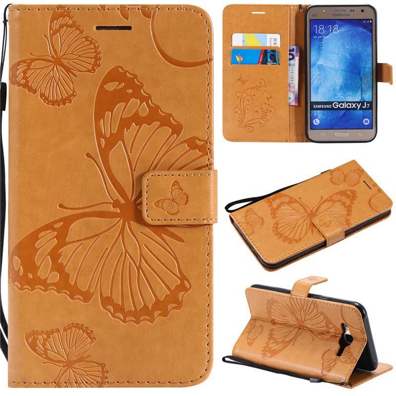 Bao da điện thoại dập nổi cánh bướm cho Samsung J7/J7 Prime | BigBuy360 - bigbuy360.vn