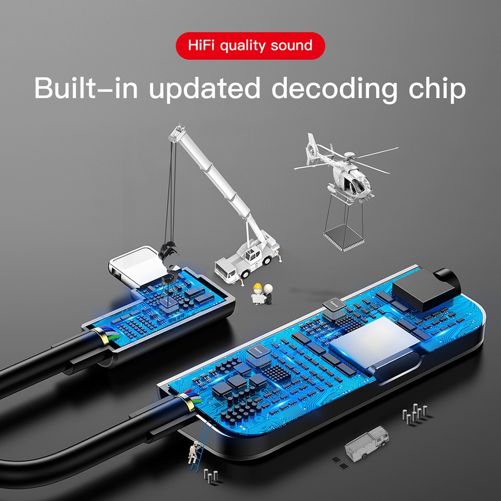 Jack Chuyển Ip Vừa Sạc Vừa Nghe Chính Hãng Baseus Cho IP 7/7plus/8/8plus/X - Dùng Được Mic, Đàm Thoại, Chơi Game