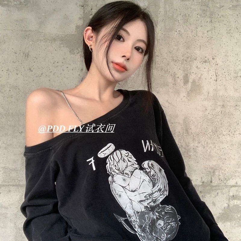 COZOK Áo Thun Tay Dài Hở Vai Thời Trang Dành Cho Nữ