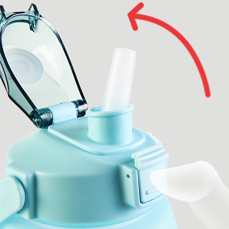 Bình Đựng Nước Loang Màu Dễ Thương Có Vạch Báo Giờ Uống Nước 1300ml Tặng Kem Sticker 2D