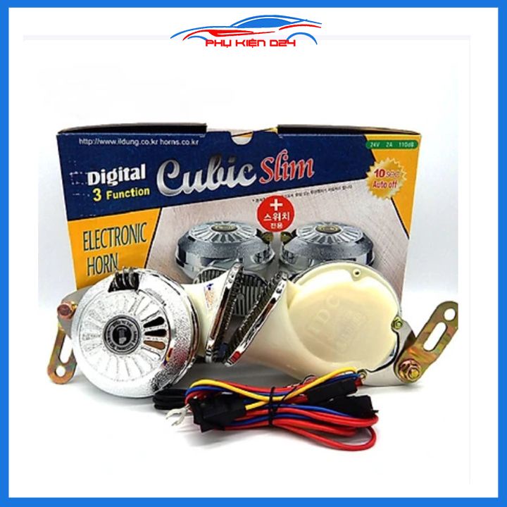Còi ngân Seoul kèn ngân hàn quốc 3 tiếng cho ô tô xe máy mạ crom điện áp 12v/24v