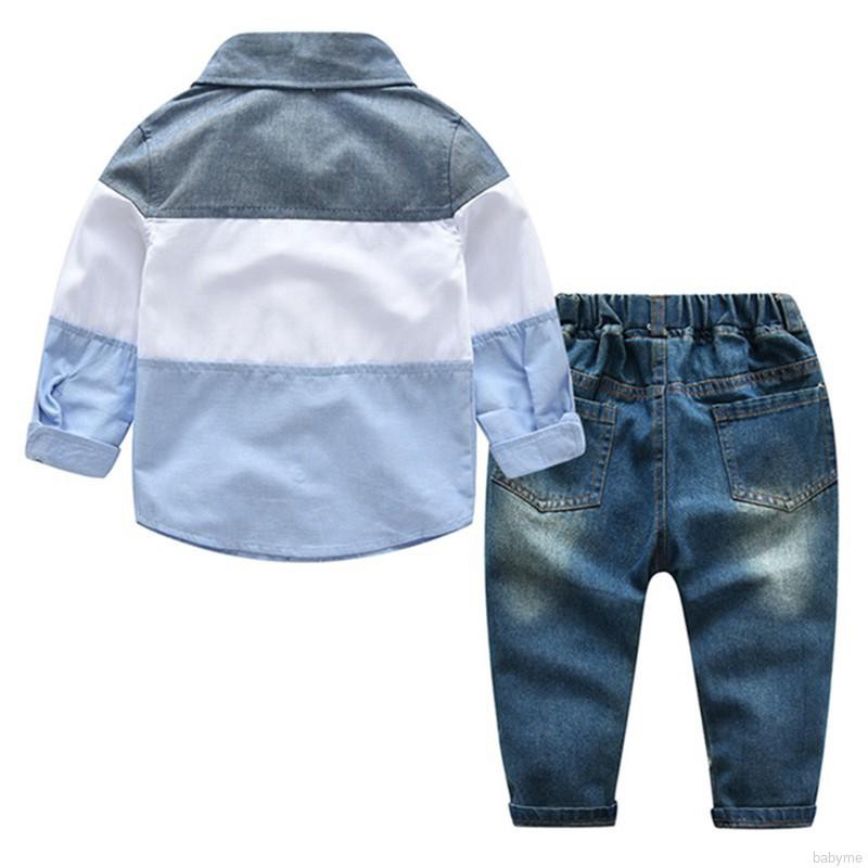 Set áo sơ mi dài tay và quần denim dài cho bé trai