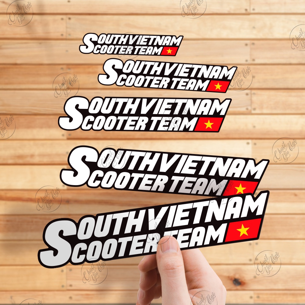 Combo 2/4 tem logo decal tem sticker hội nhóm xe tay gas dán trang trí xe máy SOUTH VIETNAM SCOOTER TEAM