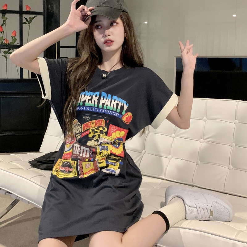 COZOKC Áo Thun Ngắn Tay Cổ Tròn In Họa Tiết Thời Trang Hàn Quốc