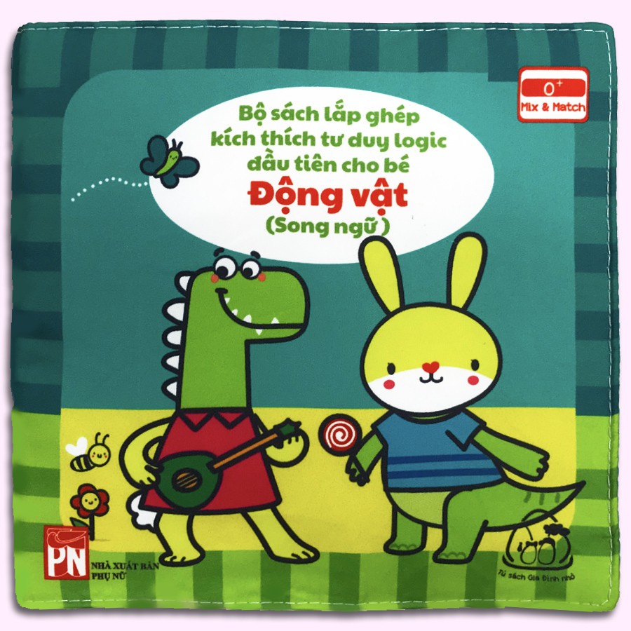 Sách vải lật giở song ngữ Anh - Việt - Mix and Match - Động Vật (Từ 1-3 tuổi)