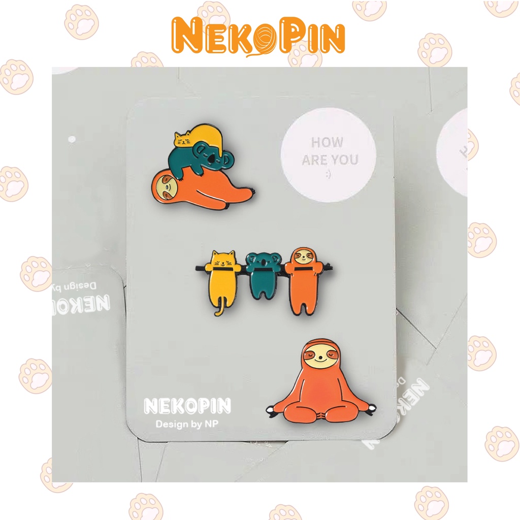Ghim cài áo NEKOPIN trang trí áo, balo, túi xách hình con mèo gấu koala con lười P038