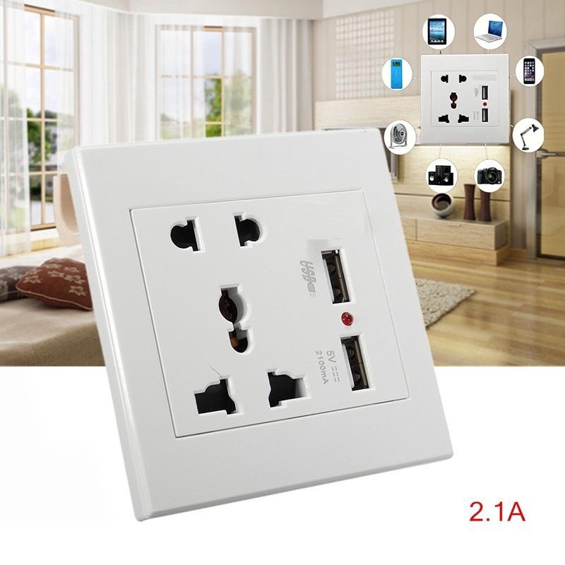 Ổ cắm đện đa năng âm tường Xanmoo 2 chấu kiêm 2 cổng USB 2A/5V -110-220V  ổ cắm điện g