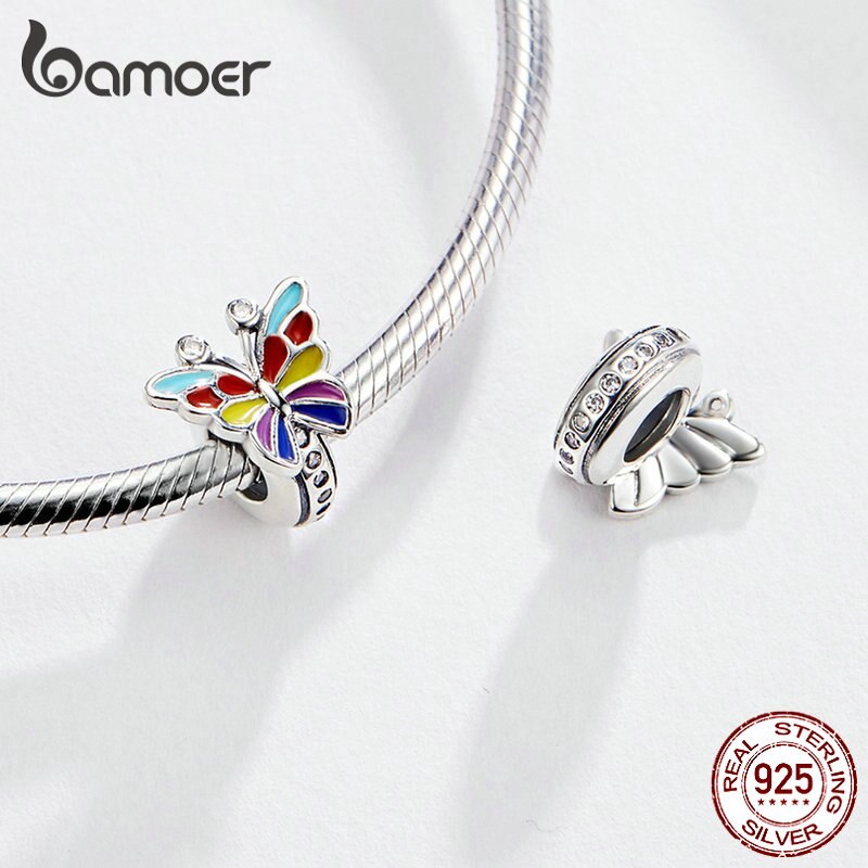 Hạt Trang Sức Bamoer Scc1195 Cho Nữ Trang Trí Vòng Đeo Tay Hình Con Bướm 3mm Màu Sắc Sang Trọng Bằng Bạc 925