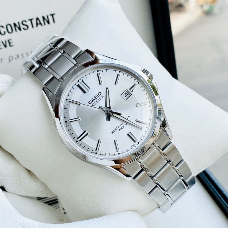 Đồng hồ Nam Casio MTS-100D-7AV, đồng hồ chính hãng, bạc mặt trắng