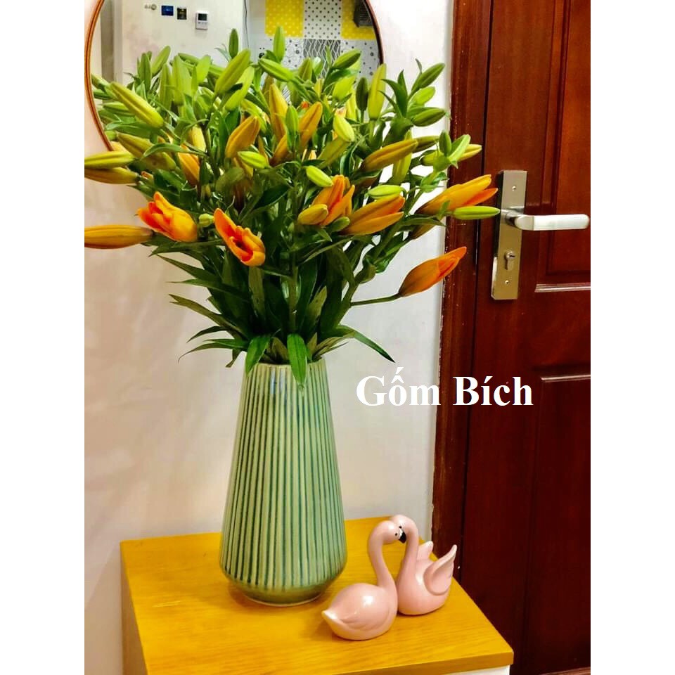 Bình Hoa Lọ Hoa Dáng Đèn Khía Cao 33cm Nhiều Màu - Gốm Sứ Bát Tràng