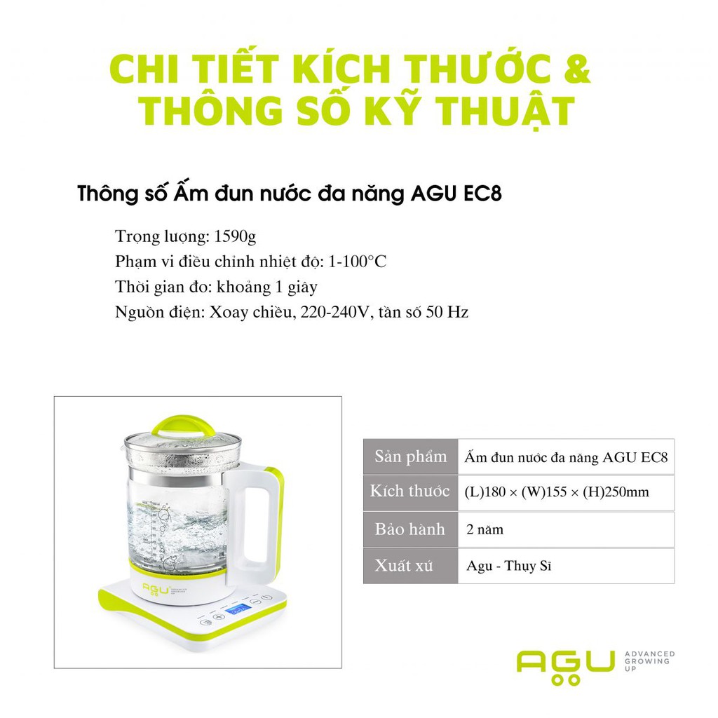 Ấm đun nước đa năng AGU EC8