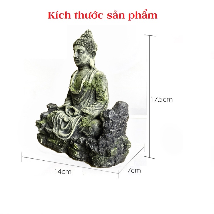 Tượng phật thích ca mini nhựa composite không phai màu trang trí bể cá, bình terrarium
